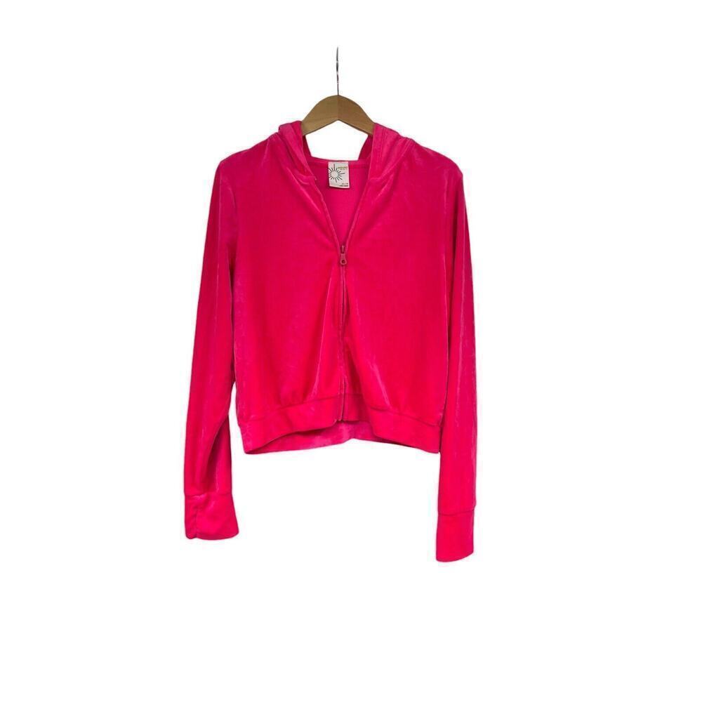Offline By Aerie Hot‎ Pink Velour Velvet Zip Up Jacket Sweatshirt Womens XL